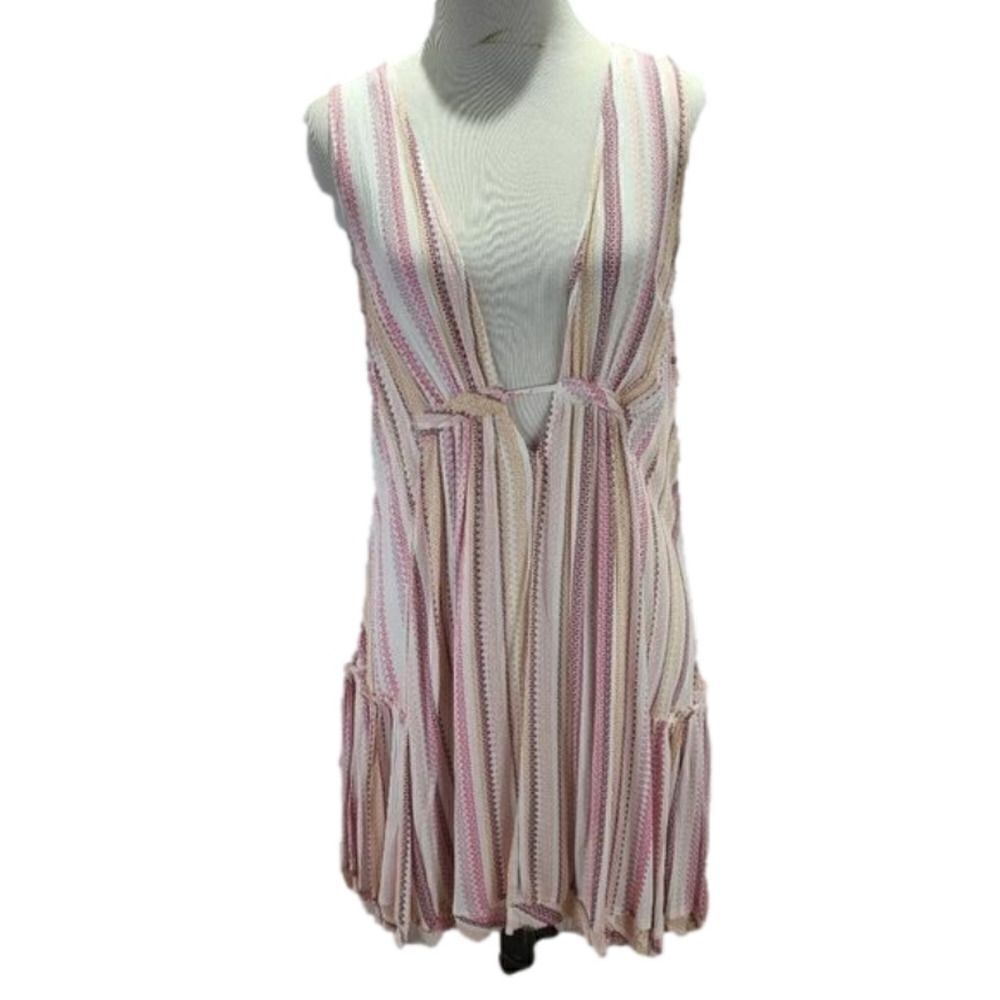 𝅺COTTON Candy LA stripped tank dress with front tie